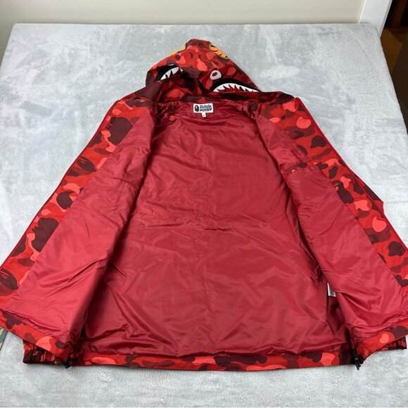 Bape A Bathing Ape NWT Men's Size XL Color Red Camo Shark Full Zip Softshell - Picture 3 of 16